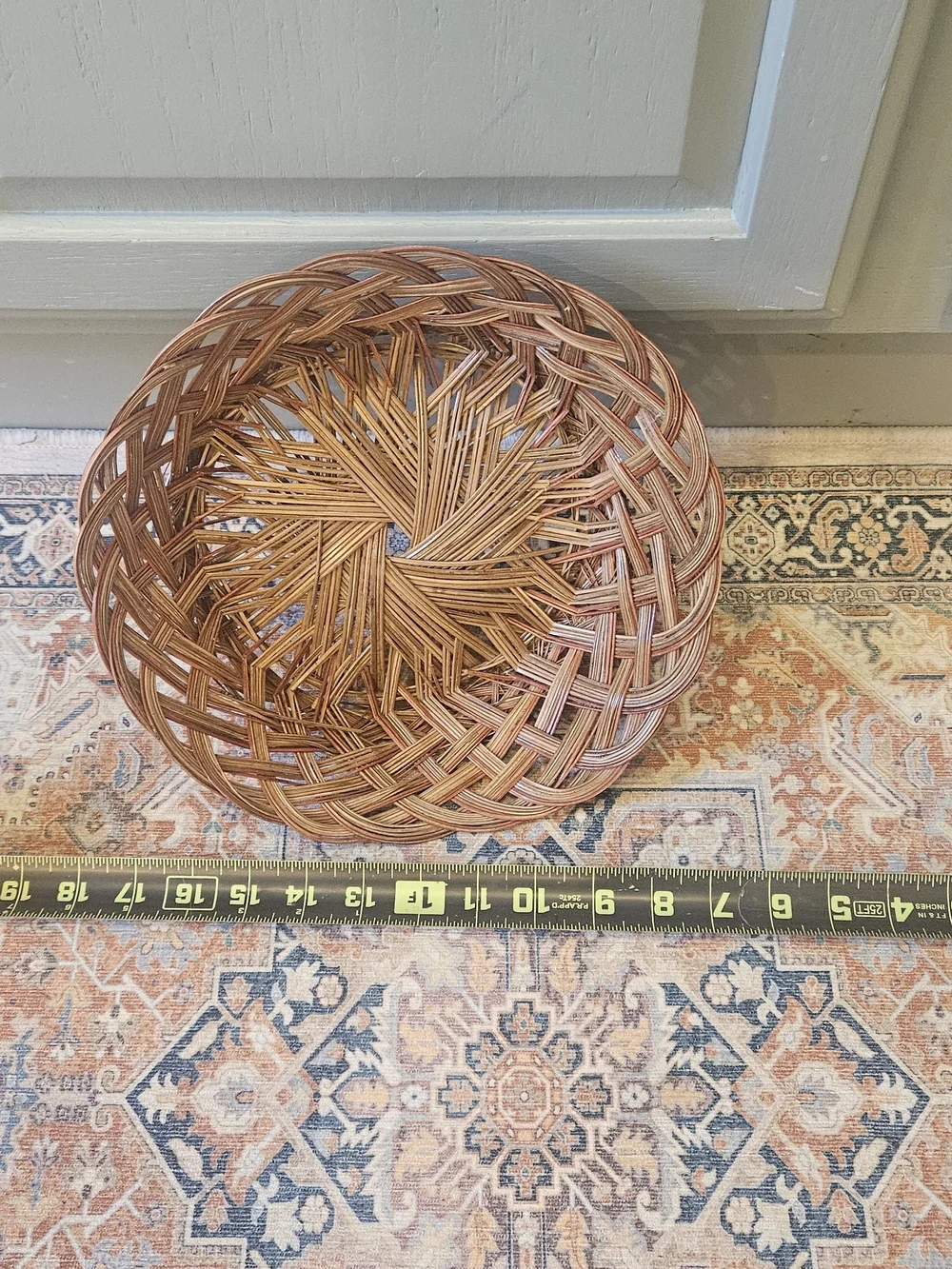 Round Country Basket With Red Trim
